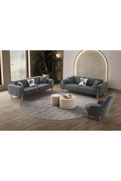 EDSY HOME Armoni 3+3+1 Koltuk Takımı Antrasit - 2