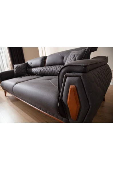 EDSY HOME Elize 3'lü Koltuk Antrasit - 3