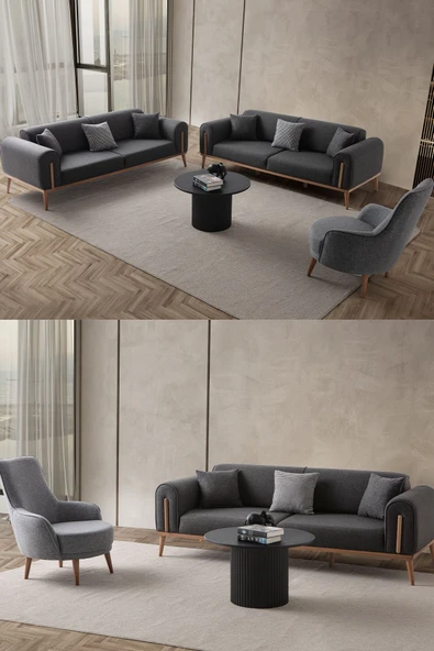 EDSY HOME Riva 3+3+1 Koltuk Takımı Antrasit
