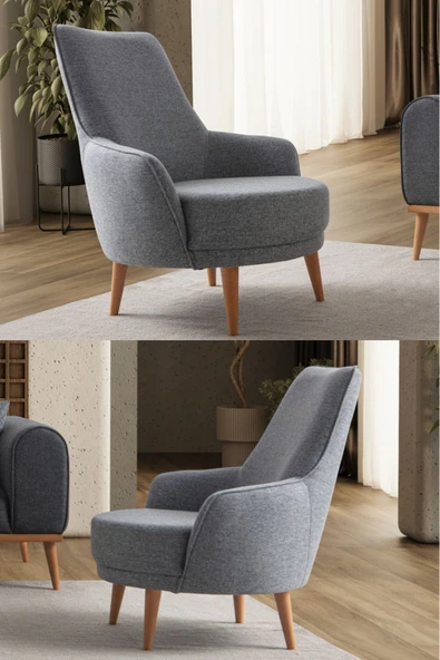 EDSY HOME Rebul Keten Berjer Gri Tekli Koltuk ürün görseli