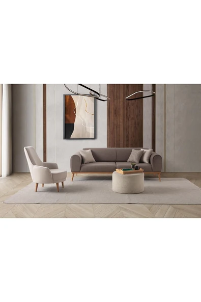 EDSY HOME Rebull 3+1 Koltuk Takımı Kahverengi + Sütlü Kahve