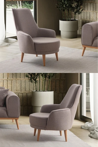 EDSY HOME Rebull Keten Berjer Kahverengi Tekli Koltuk ürün görseli