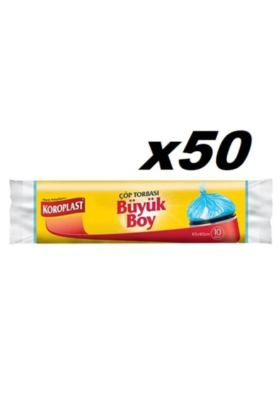 Koroplast Güçlü Büyük Boy 10lu Çöp Torbası X 50 Paket (65x80 cm)