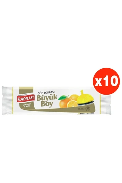 Koroplast Mandarin Kokulu Büyük Boy 10lu Çöp Torbası X 10 Paket (65*80 Cm)