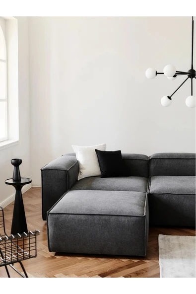 EDSY HOME Mira Relax 4 Modül Köşe Koltuk ( ANTRASİT ) Keten Kumaş - Resim 2