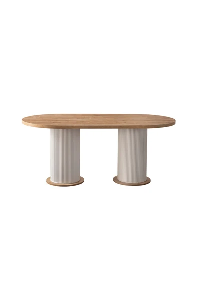 EDSY HOME Safir Meşe Oval 4 Sandalyeli Masa Takımı ( Ayaklar Plastik ) - Resim 7