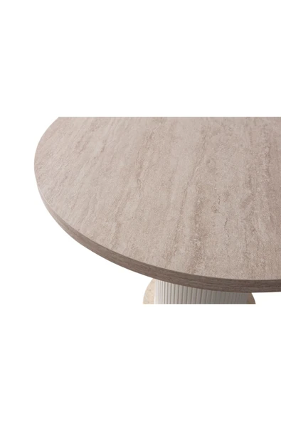 EDSY HOME Traverten 2 Sandalyeli Yuvarlak Masa Takımı ( Ayaklar Plastik ) - 6