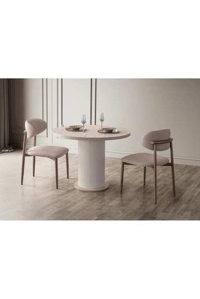 EDSY HOME Traverten Yuvarlak Masa ( Ayak Plastik ) - 3