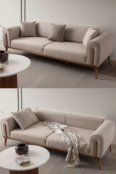 EDSY HOME Riva 3'lü Koltuk Sütlü Kahve
