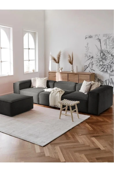 EDSY HOME Mira Relax 4 Modül Köşe Koltuk ( ANTRASİT ) Keten Kumaş ürün görseli