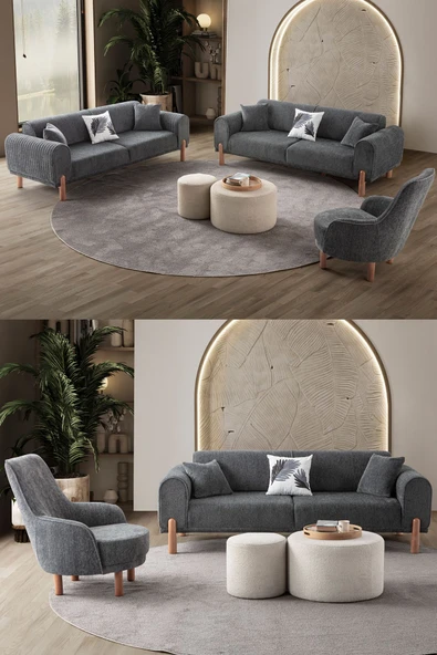 EDSY HOME Armoni 3+3+1 Koltuk Takımı Antrasit