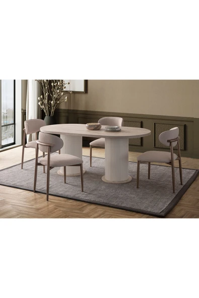 EDSY HOME Traverten Oval Masa ( Ayaklar Plastik ) - Resim 3