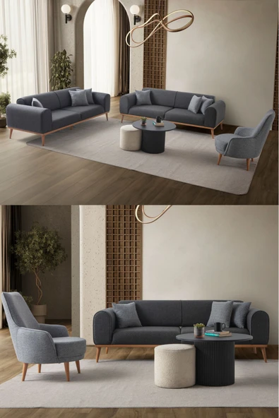EDSY HOME Rebul 3+3+1 Koltuk Takımı Antrasit