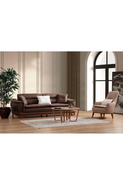 EDSY HOME Palermo 3'lü Koltuk Kahve - Resim 2