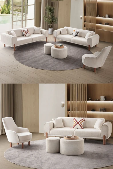 EDSY HOME Armoni 3+3+1 Koltuk Takımı Krem