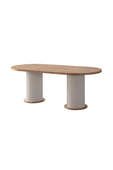 EDSY HOME Ahşap Kaplama Oval 4 Sandalyeli Masa Takımı ( Ayaklar Plastik ) - 4