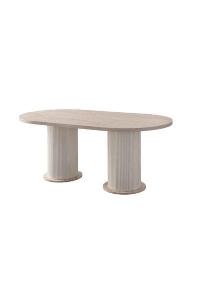 EDSY HOME Traverten Oval Masa ( Ayaklar Plastik ) - Resim 2