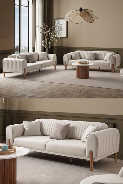 EDSY HOME Galata 3 3 Koltuk Takımı Krem