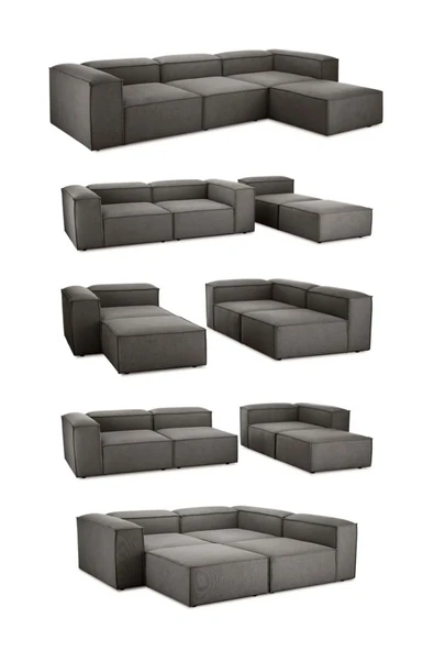 EDSY HOME Mira Relax 4 Modül Köşe Koltuk ( ANTRASİT ) Keten Kumaş - Resim 4