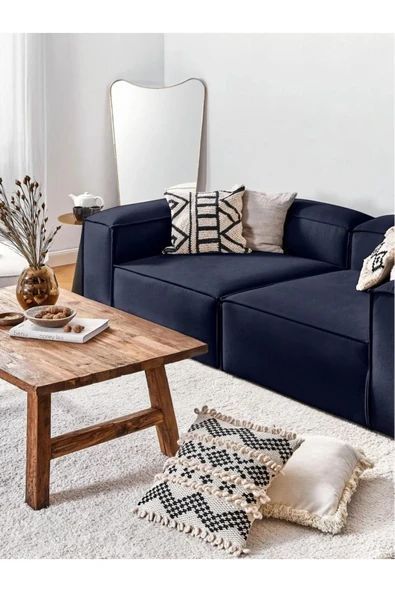 EDSY HOME Mira 2 Modüler İkili Koltuk (LACİVERT) Keten Kumaş - Resim 3