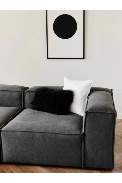 EDSY HOME Mira Relax 4 Modül Köşe Koltuk ( ANTRASİT ) Keten Kumaş - Resim 3