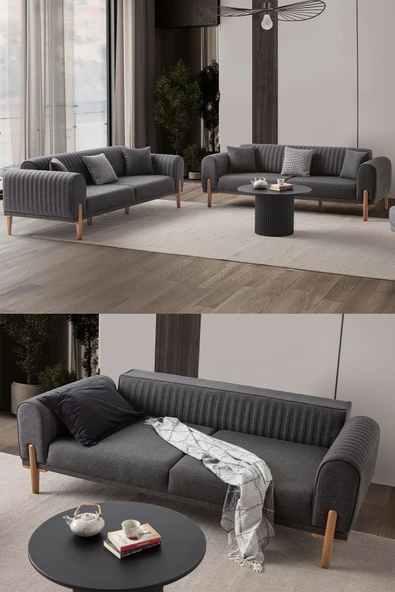EDSY HOME Galata 3 3 Koltuk Takımı Antrasit