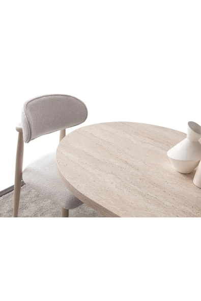 EDSY HOME Traverten Oval Masa ( Ayaklar Plastik ) - Resim 6