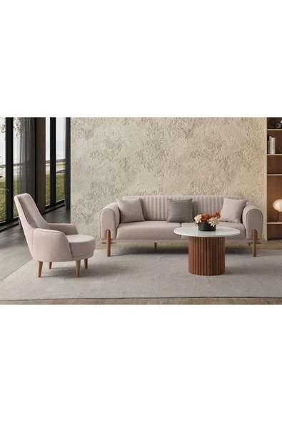 EDSY HOME Galata 3+3+1 Koltuk Takımı Sütlü Kahve - 2