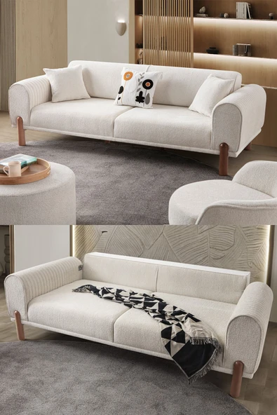 EDSY HOME Armoni 3'lü Koltuk Krem ürün görseli