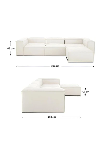 EDSY HOME Relaxing Linda Köşe Takımı 4 Modüllü Krem Bukle Kumaş - 3