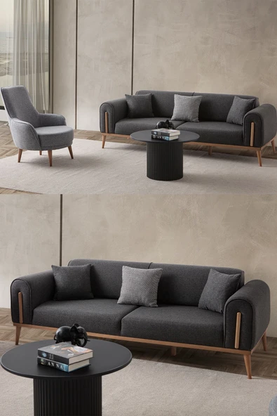 EDSY HOME Riva 3+1 Koltuk Takımı Antrasit