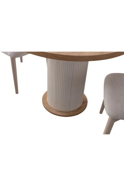 EDSY HOME Safir Meşe 2 Sandalyeli Yuvarlak Masa Takımı ( Ayaklar Plastik ) - Resim 7