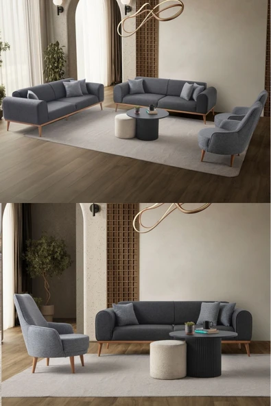 EDSY HOME Rebull 3+3+1+1 Koltuk Takımı Antrasit