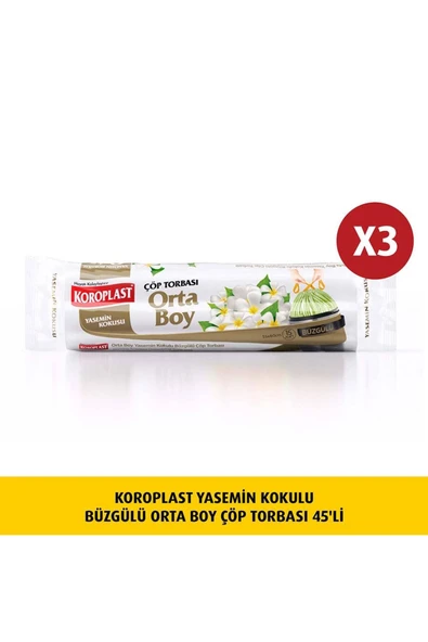Koroplast Yasemin Kok Büzgülü Orta Boy Çöp Torbası 15lix3 Adet