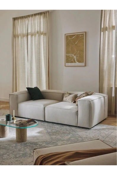 EDSY HOME Mira 2 Modüler İkili Koltuk (KIRIK BEYAZ) Keten Kumaş - 2