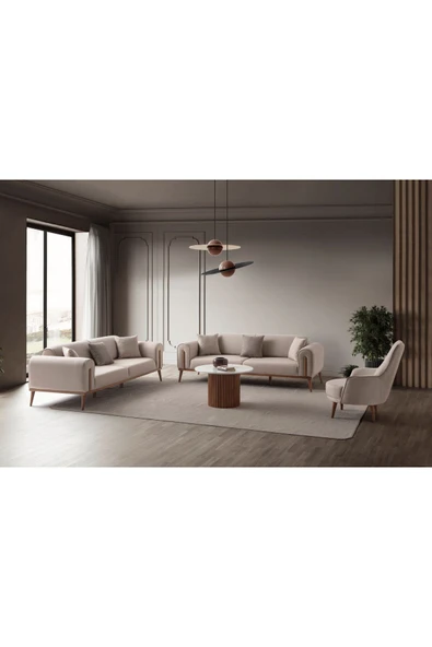 EDSY HOME Riva 3+3+1 Koltuk Takımı Sütlü Kahve - 2