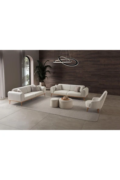 EDSY HOME Rebul 3+3+1 Koltuk Takımı Bej Renk - 2