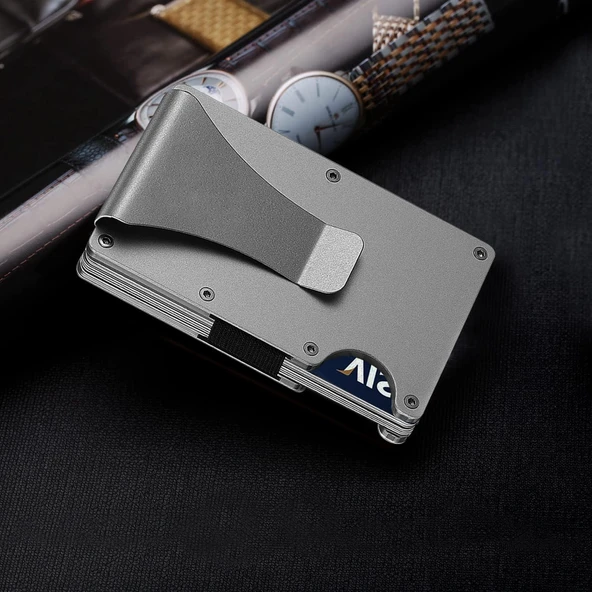 Valkyrie RFID Korumalı Alüminyum Metal 20 Kart Kapasiteli İnce Hafif Güvenli Kartlık Gümüş - 5