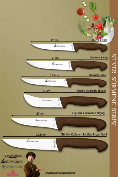 Sürmene Silver Serisi Kahve Sap Mutfak Bıçak Seti Et Ekmek Sebze Meyve Bıçağı 6 Lı Set (srm-028) - 2