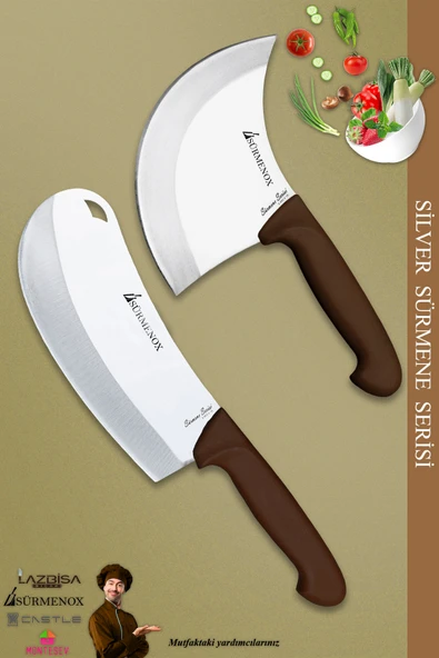 Sürmene Silver Serisi Kahve Sap Mutfak Bıçak Börek Bıçağı Pizza Pide Bıçağı 2 Li Set ( Srm-021 ) - 1