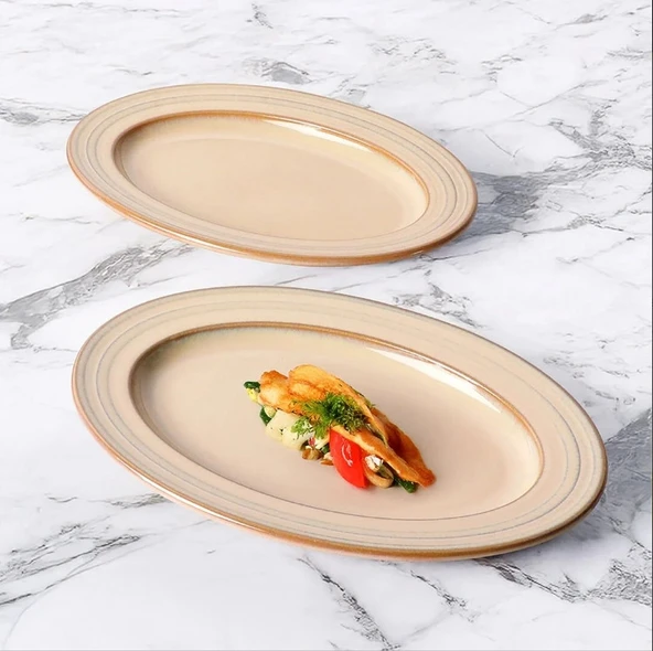 Güral Porselen Valeron 2'li Kayık Tabak Seti 29 Cm