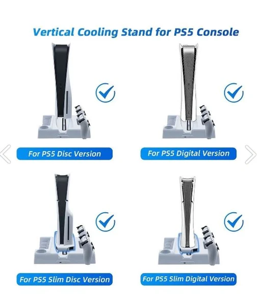 PS5 FAT SLİM UYUMLU MULTİ ÖZELLİKLİ SOĞUTUCU DİKEY FAN DOBE TP5-3532B - 4
