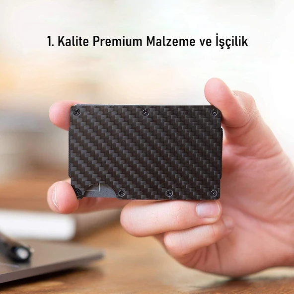 Valkyrie RFID Korumalı Alüminyum Metal 20 Kart Kapasiteli İnce Hafif Güvenli Kartlık Karbon - 9