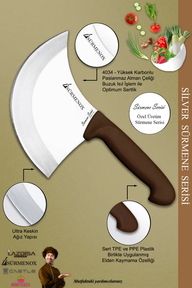 Sürmene Silver Serisi Kahve Sap Mutfak Bıçak Hilal Börek Bıçağı Pizza Pide Bıçağı 2 Li Set (Srm-023) - 3