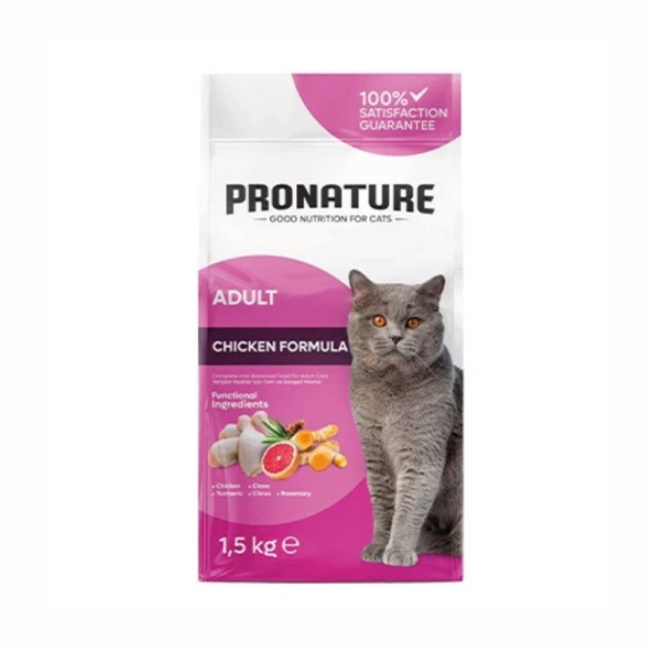 Pronature Tavuklu ve Pirinçli Yetişkin Kedi Maması 1,5 kg ürün görseli 1