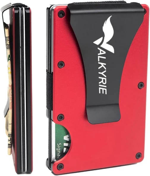 Valkyrie RFID Korumalı Alüminyum Metal 20 Kart Kapasiteli İnce Hafif Güvenli Kartlık Kırmızı