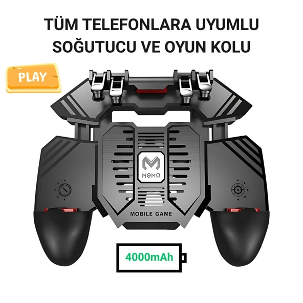 Polham 4000mAh Şarjlı Telefon Soğutucu ve Oyun Kolu, 6 Parmak Mobil Oyun Konsolu, Tüm Telefonlara Uyumlu