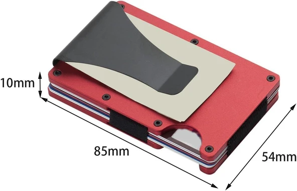 Valkyrie RFID Korumalı Alüminyum Metal 20 Kart Kapasiteli İnce Hafif Güvenli Kartlık Kırmızı - 6