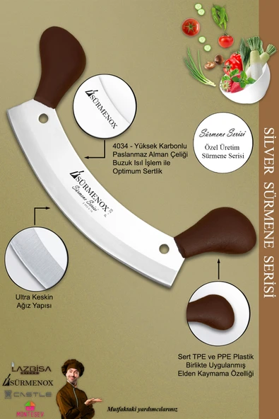 Sürmene Silver Serisi Kahve Sap Mutfak Bıçak Bıçağı Salata Börek Bıçağı Pizza Bıçağı 2 Li (Srm-036) - 3