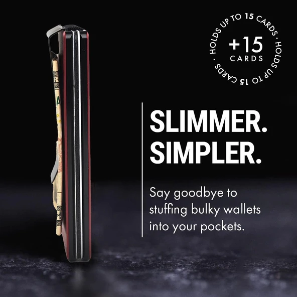 Valkyrie RFID Korumalı Alüminyum Metal 20 Kart Kapasiteli İnce Hafif Güvenli Kartlık Kırmızı - 5